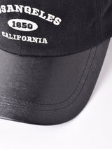 【2色展開】刺繍入り PU切り替え コットンキャップ 「LOSANGELES」