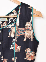 Emerald Motel ドッグ柄 ノースリーブ チロルワンピース