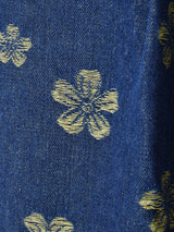 Elcamino フラワー刺繍 ロング丈 デニムスカート