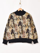 犬柄 タペストリー リブトップス