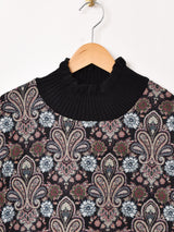 【2色展開】 総柄 タペストリー リブトップス