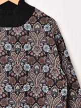 【2色展開】 総柄 タペストリー リブトップス