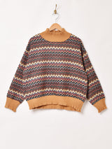 【2色展開】 総柄 タペストリー リブトップス