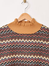 【2色展開】 総柄 タペストリー リブトップス