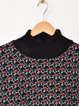 【2色展開】 花柄 タペストリー リブトップス