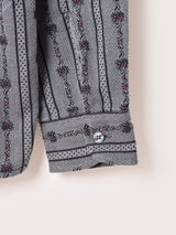 刺繍 長袖 バンドカラー エーデルワイスシャツ