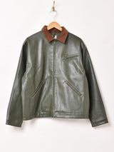 【2色展開】Backers フェイクレザー コーデュロイ襟 ワークジャケット