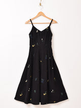 【3色展開】Elcamino 花刺繍 コーデュロイ キャミソールワンピース