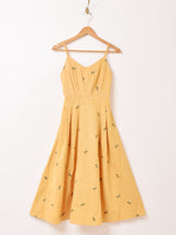 【3色展開】Elcamino 花刺繍 コーデュロイ キャミソールワンピース