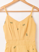 【3色展開】Elcamino 花刺繍 コーデュロイ キャミソールワンピース