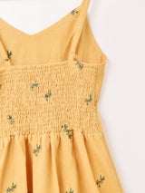 【3色展開】Elcamino 花刺繍 コーデュロイ キャミソールワンピース