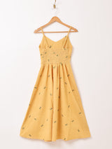 【3色展開】Elcamino 花刺繍 コーデュロイ キャミソールワンピース