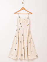 【3色展開】Elcamino 花刺繍 コーデュロイ キャミソールワンピース