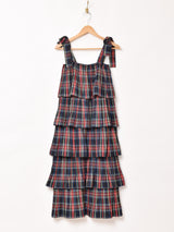 【3色展開】Meridian チェック柄 ラッフル キャミソールワンピース