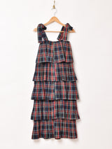 【3色展開】Meridian チェック柄 ラッフル キャミソールワンピース