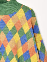 【2色展開】Meridian ダイヤ柄 クロップド ハイネックセーター