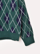 【4色展開】Meridian アーガイル柄 襟付き セーター