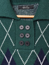 【4色展開】Meridian アーガイル柄 襟付き セーター