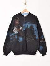 アメリカ製 ヘンリーネック アニマルプリント スウェットシャツ