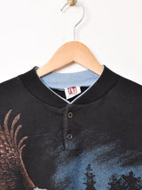 アメリカ製 ヘンリーネック アニマルプリント スウェットシャツ