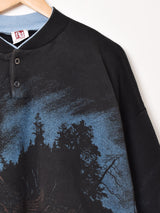 アメリカ製 ヘンリーネック アニマルプリント スウェットシャツ