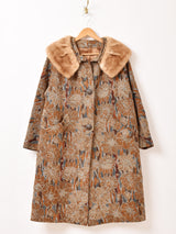 60's Charles ジャガード ファーカラー コート