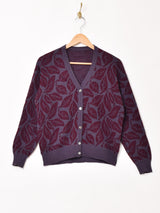 リーフ柄 カーディガン