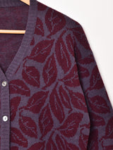 リーフ柄 カーディガン