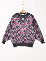 フラワー リボンモチーフ セーター