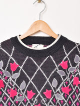 フラワー リボンモチーフ セーター