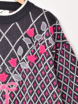 フラワー リボンモチーフ セーター