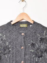 イタリア製 フラワー 刺繍 モヘアカーディガン