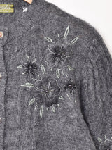 イタリア製 フラワー 刺繍 モヘアカーディガン
