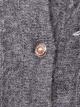 イタリア製 フラワー 刺繍 モヘアカーディガン