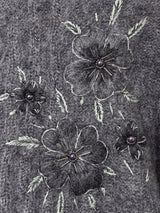 イタリア製 フラワー 刺繍 モヘアカーディガン