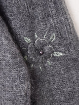 イタリア製 フラワー 刺繍 モヘアカーディガン