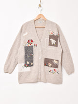 アニマル フラワーモチーフ カーディガン