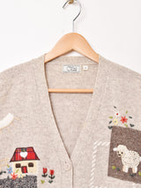 アニマル フラワーモチーフ カーディガン