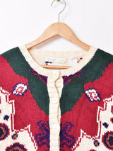 総柄 コットンカーディガン