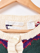 総柄 コットンカーディガン