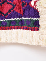 総柄 コットンカーディガン