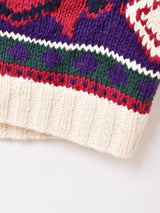 総柄 コットンカーディガン