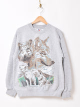 ウルフ プリント スウェットシャツ