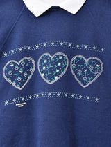 襟付き プリントスウェットシャツ