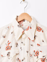 70's H BAR C 花柄 ロングテール ウエスタンシャツ