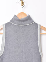 イタリア製 ラメ ボーダー タートルネック ニットワンピース