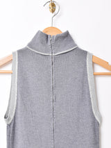 イタリア製 ラメ ボーダー タートルネック ニットワンピース