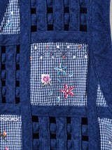 花柄 刺繍 デニムベスト