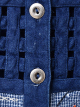 花柄 刺繍 デニムベスト