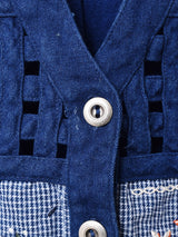 花柄 刺繍 デニムベスト